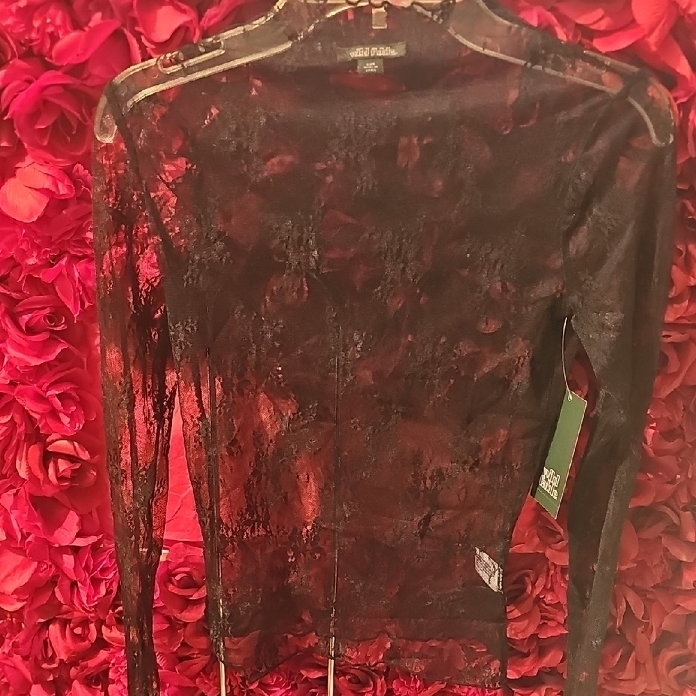 Wild Fable NWT Girls Sheer Black Lace Long Sleeve Top Size XXSmall